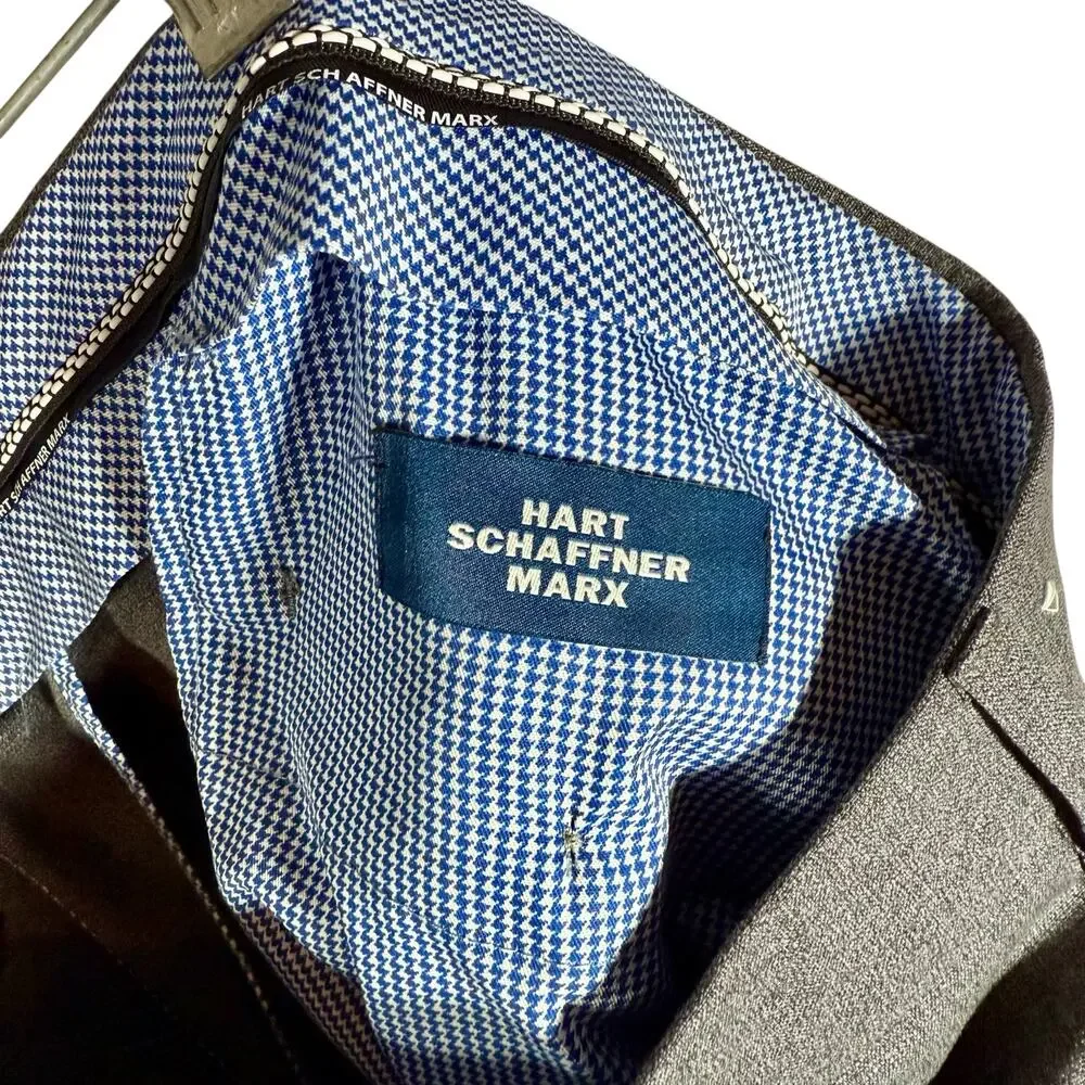 Hart Schaffner Marx Men's 44 Regular 44R Gray 100% Wool Chicago Fit Dress Pants